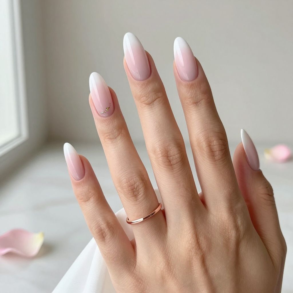 Blush Pink Ombre to White Tips