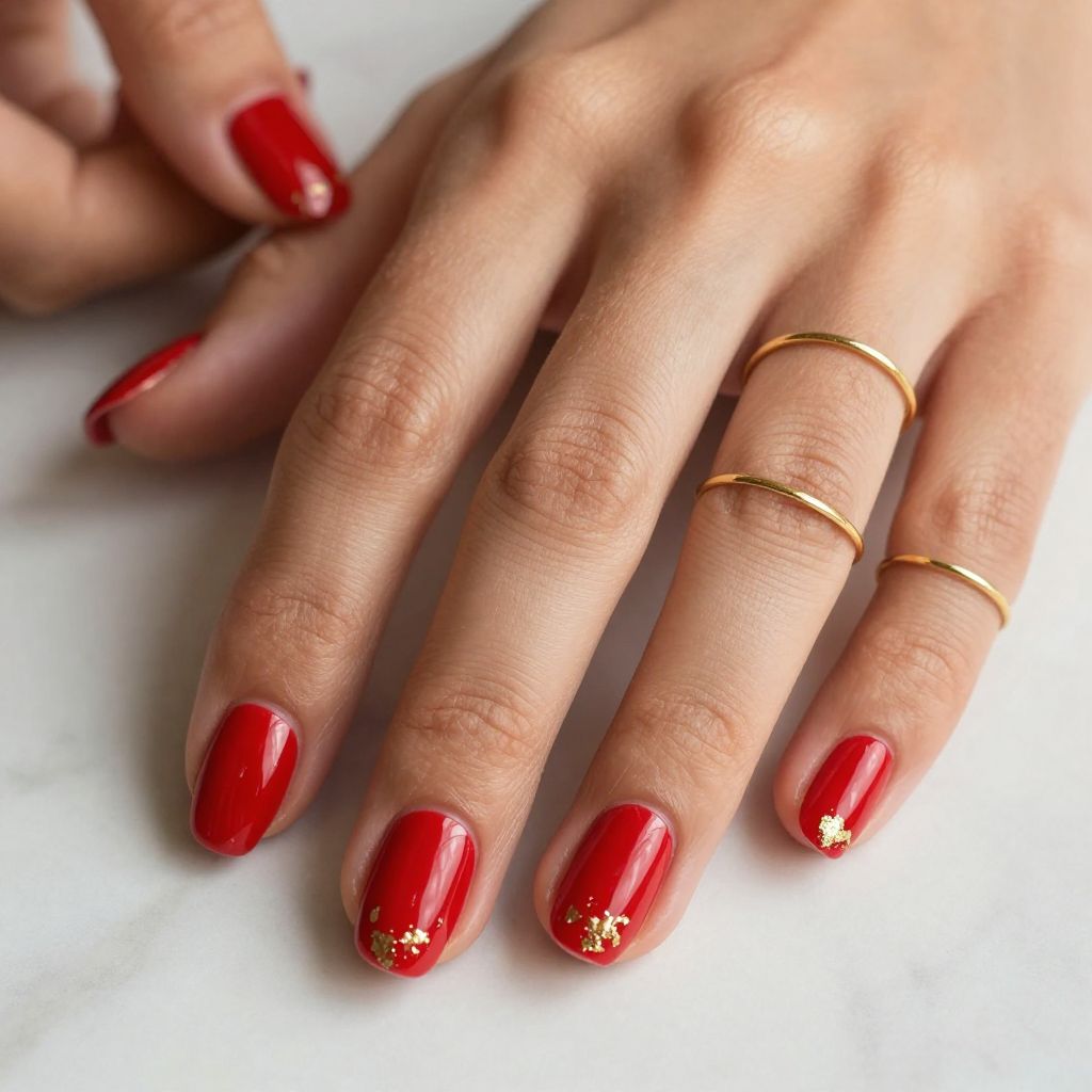 Glossy Red with Gold Leaf Details