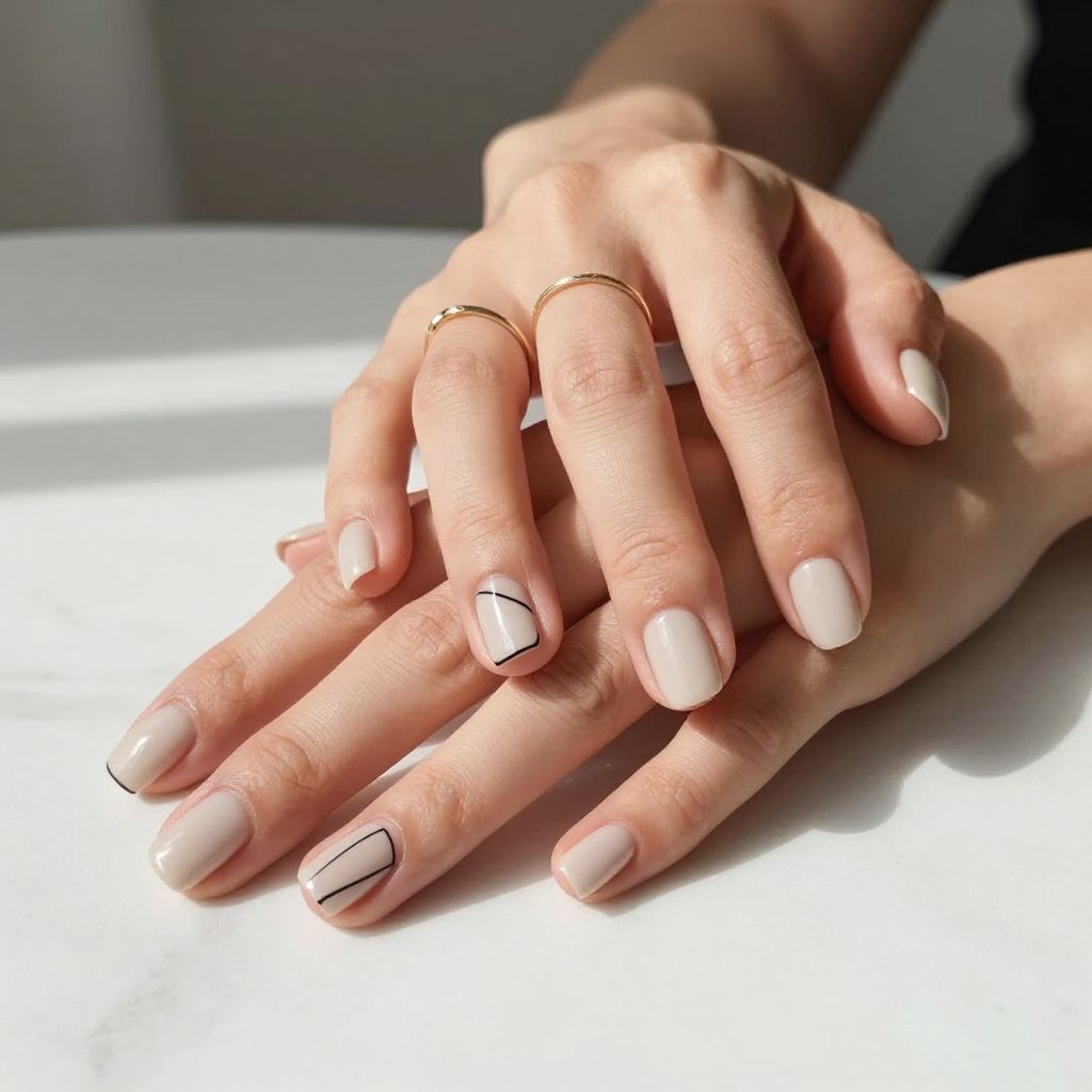 Minimalist Black Line Accent Nails