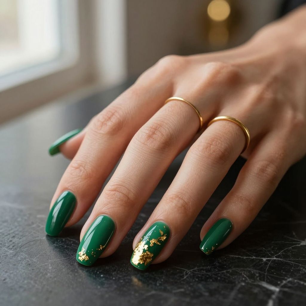 Deep Emerald with Gold Foil Flakes