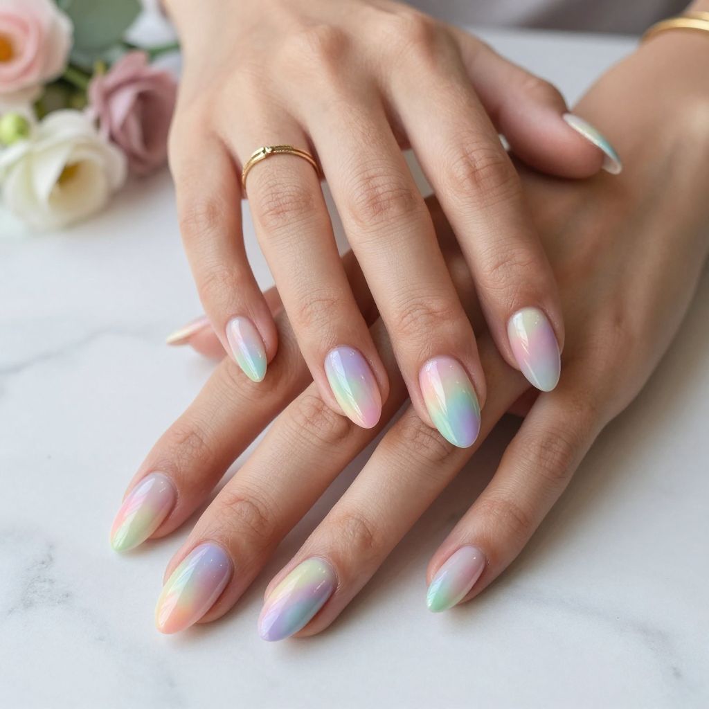 Pastel Rainbow Glazed Nails