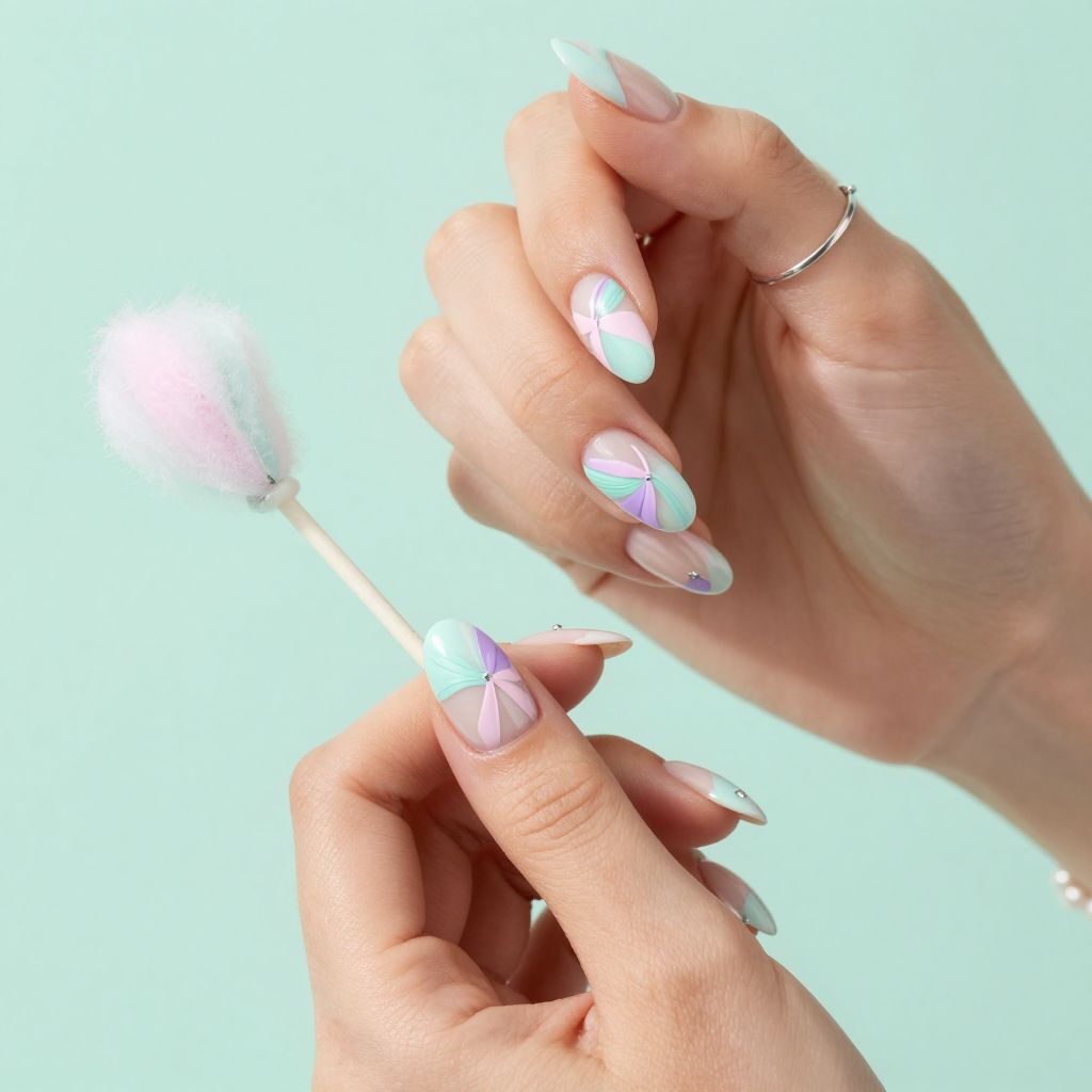 Pastel swirl gel nail design