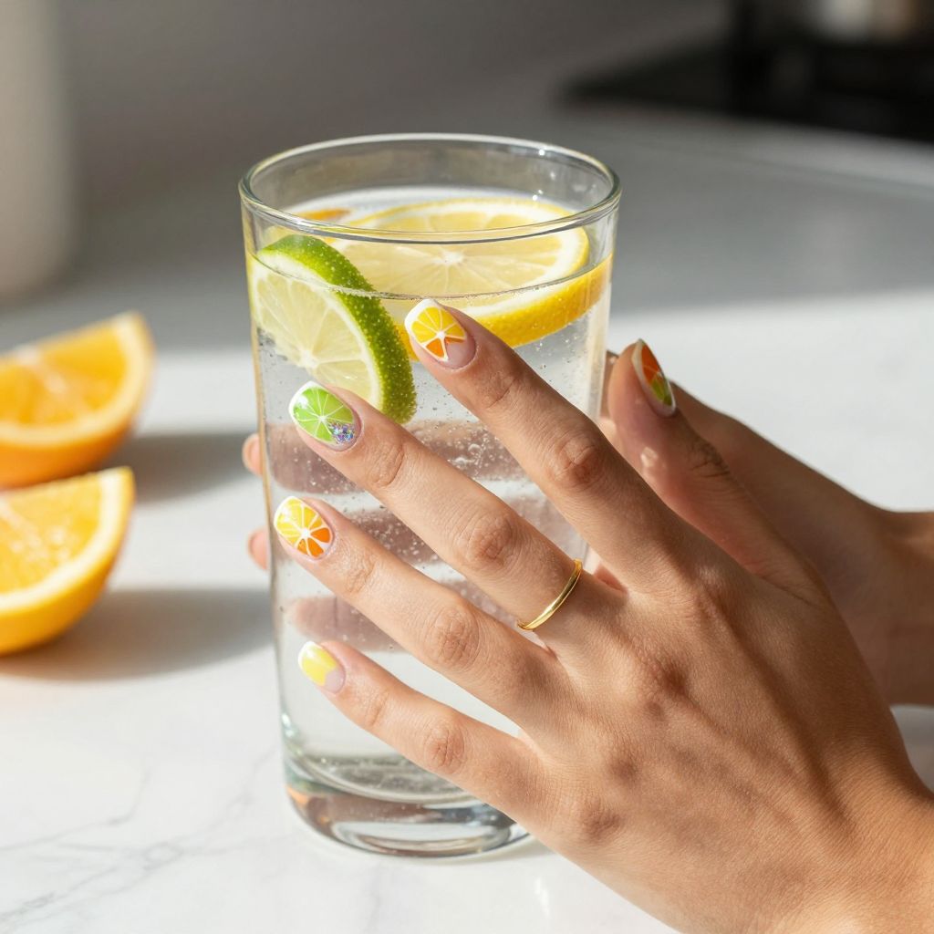 Citrus slice pop gel nails