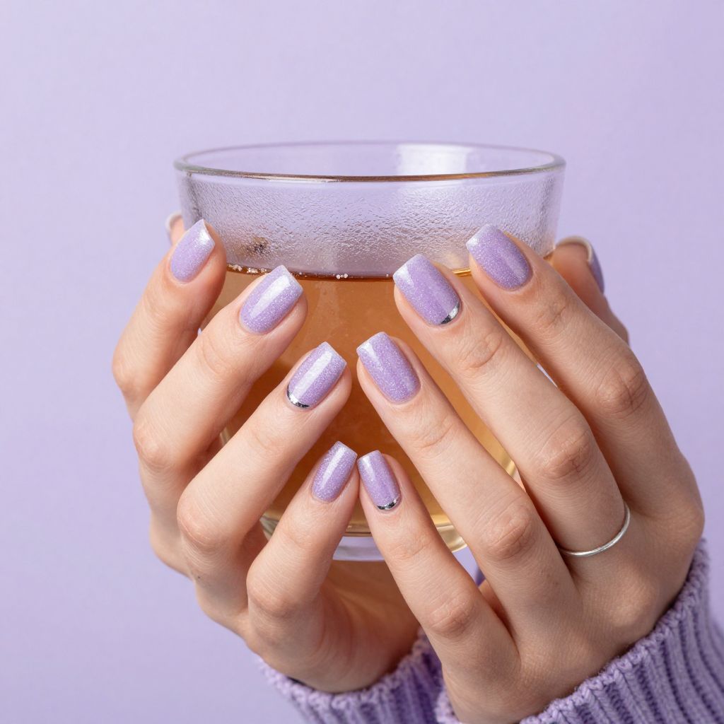 Frosted lavender sugar gel nails