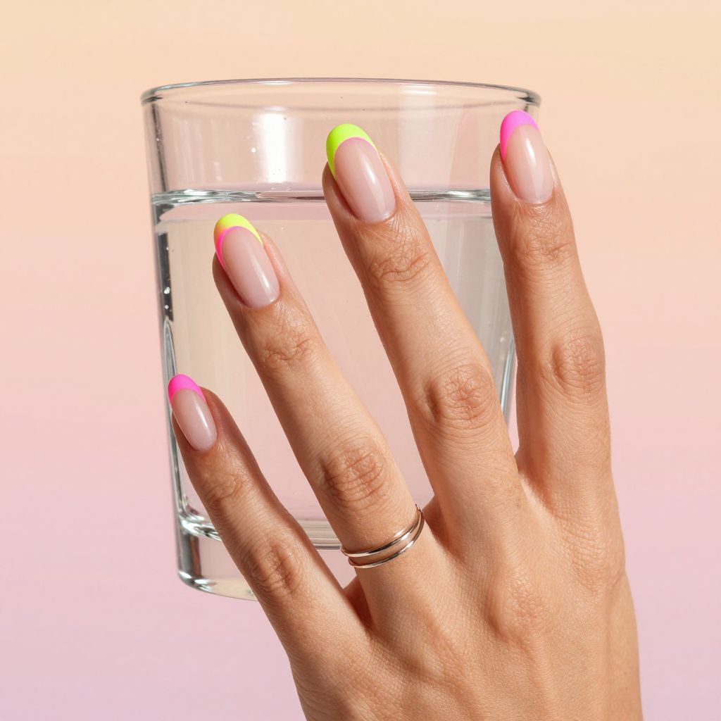 Neon French tip gel nails
