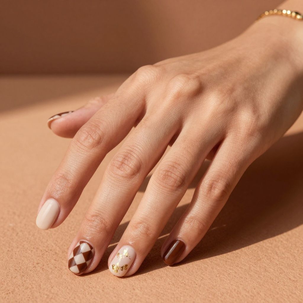Brown and Cream Checkerboard