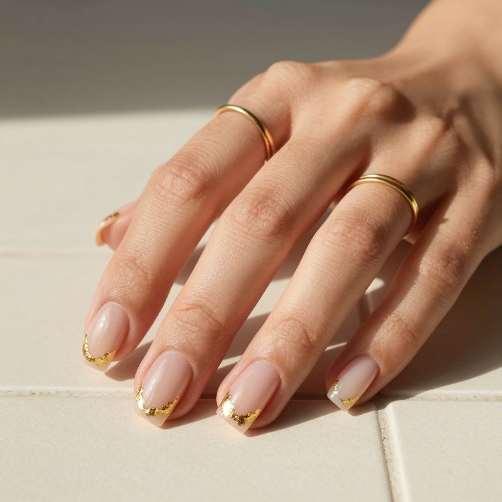 Gold Foil Negative Space Gel X nails