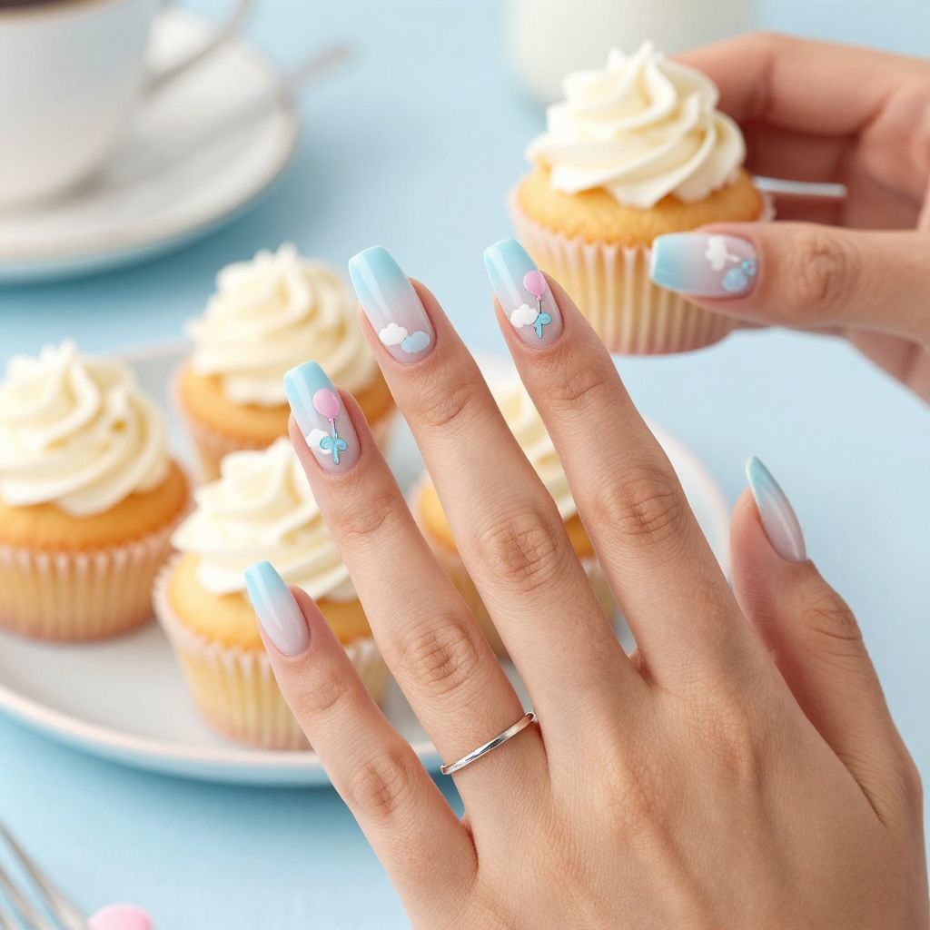 Storybook decal gender reveal nails
