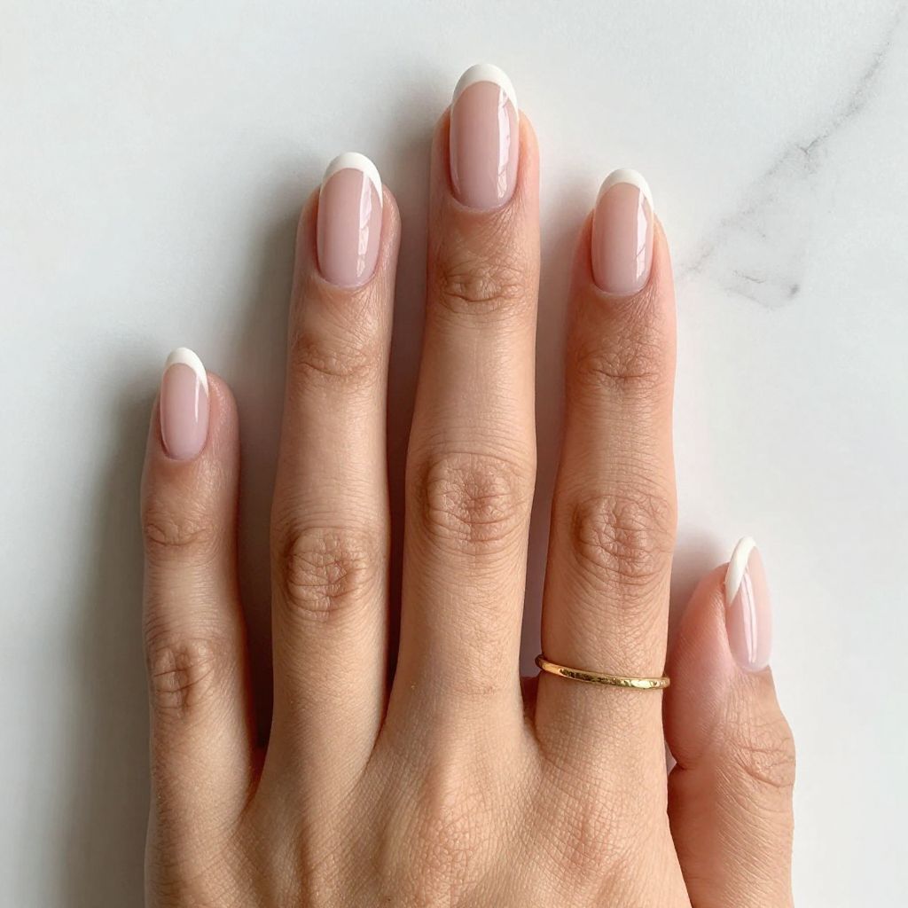Milky Nude With Micro French Tips