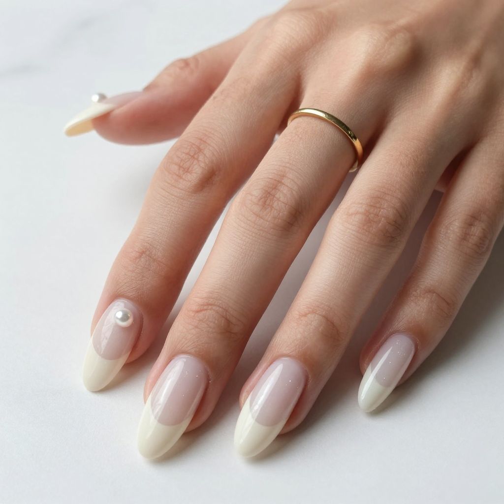 Milky White Coffin Nails