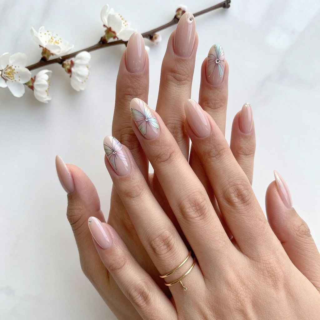Butterfly Accent Nails