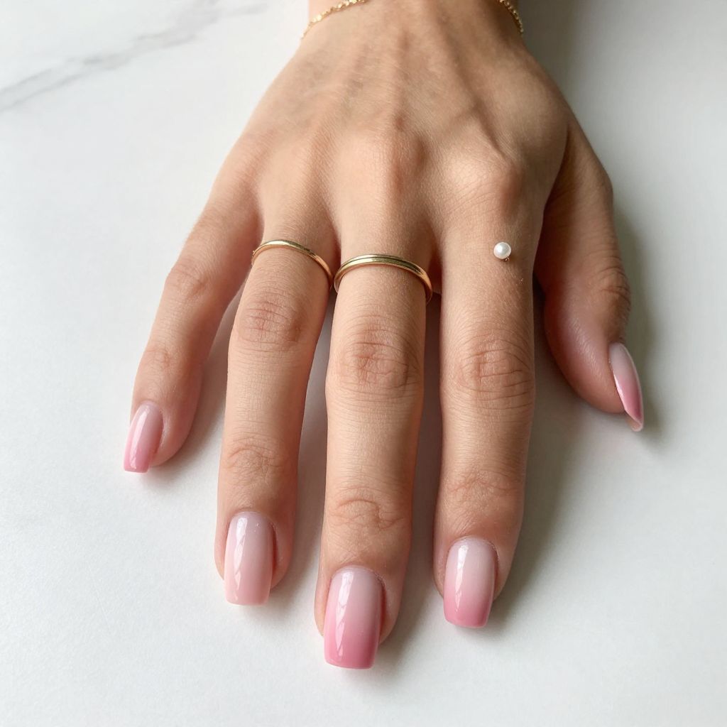 Soft Ombré Pink Square Nails