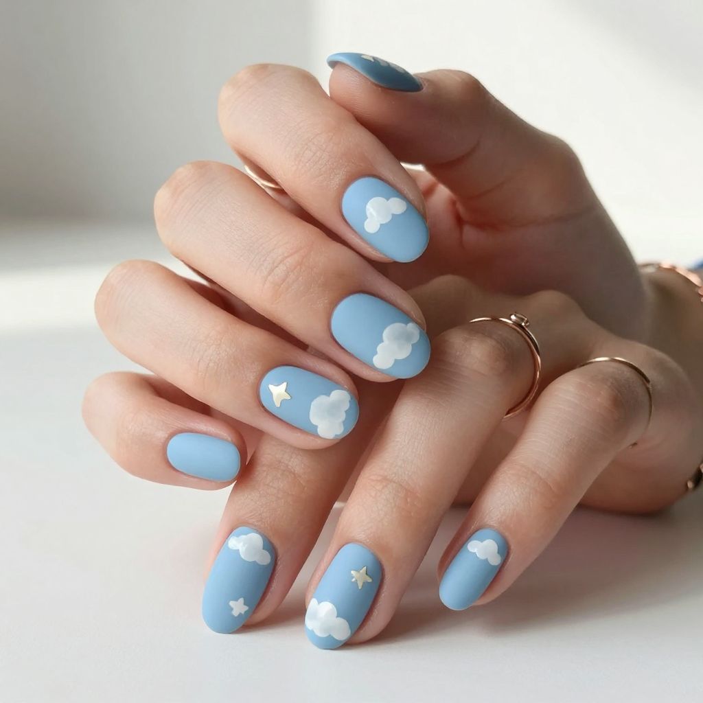 Baby Blue Sky with Fluffy Clouds