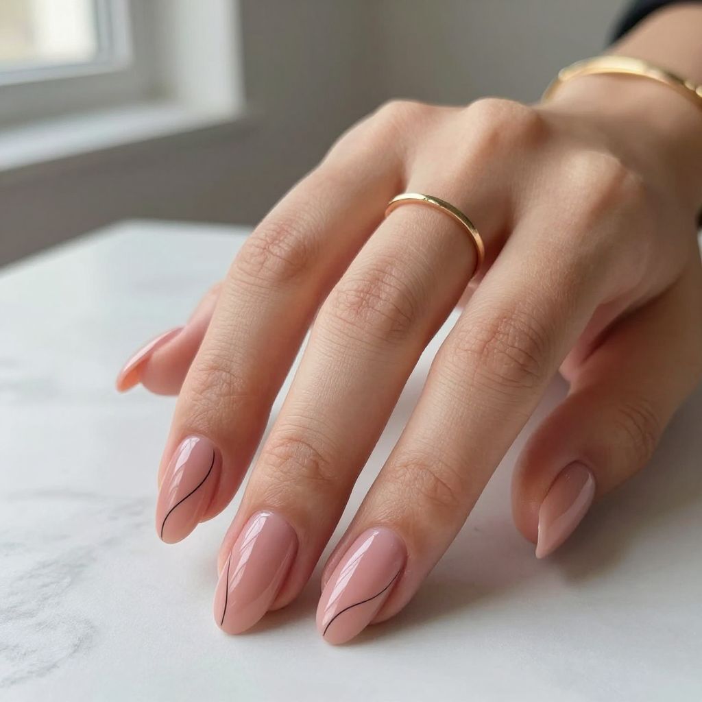 Rose Quartz Pink with Minimalist Line Art