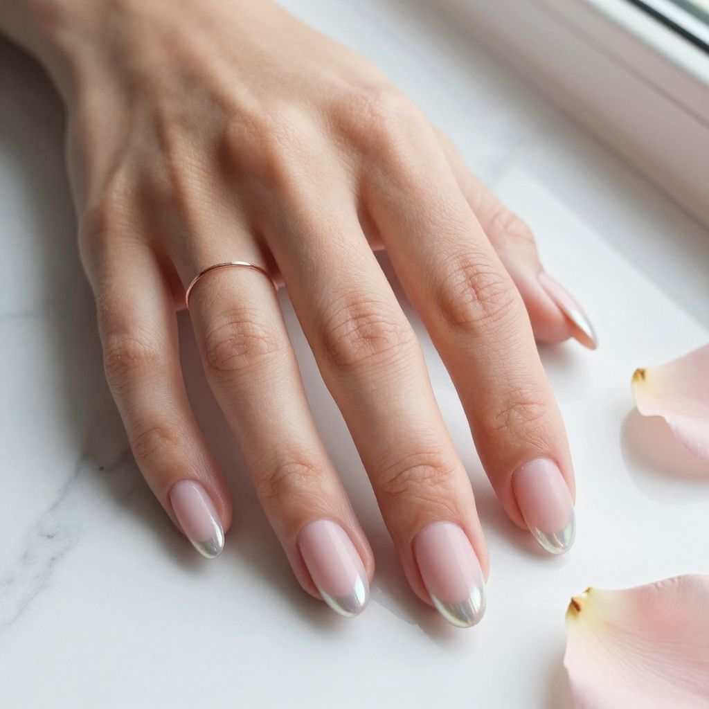 Soft Pink Ombre with Chrome Tips
