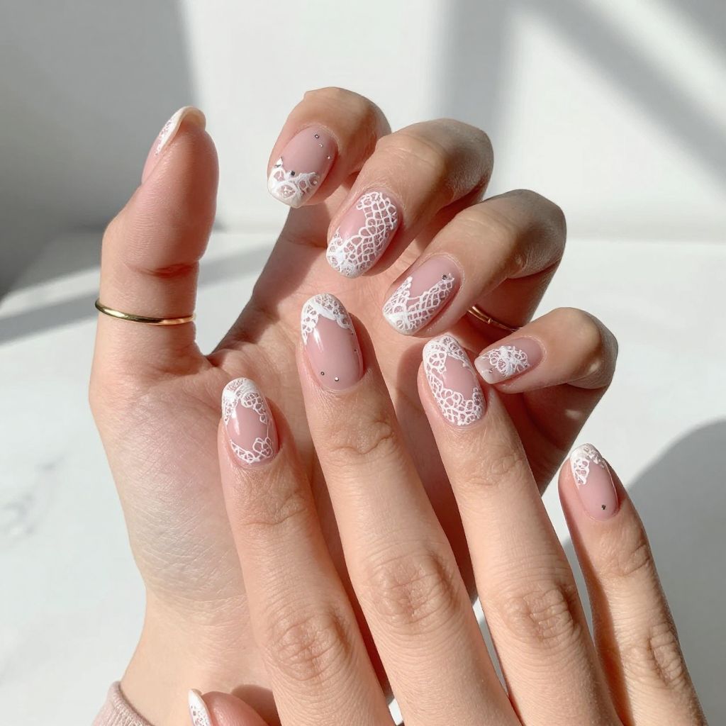 White Lace Over Blush Base