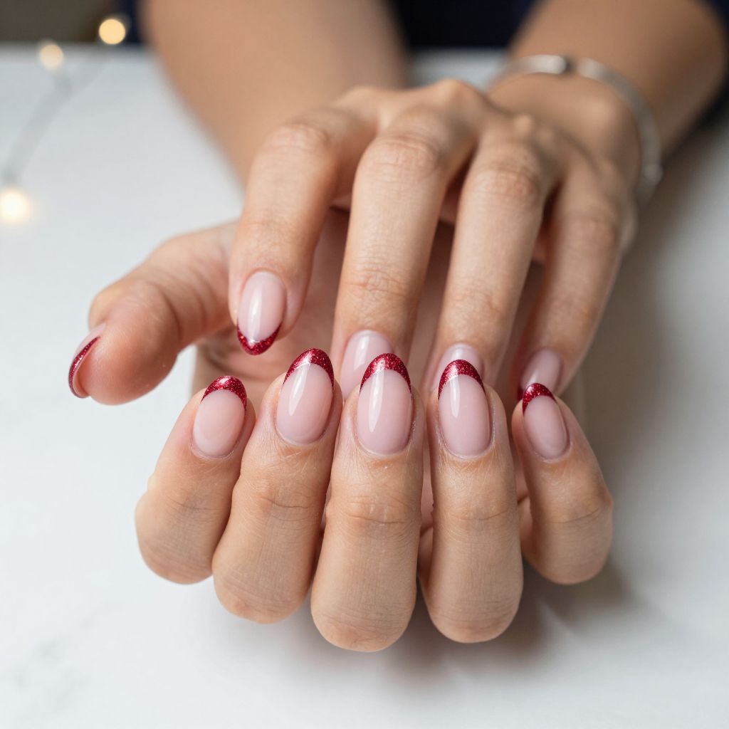 Classic Red Glitter French
