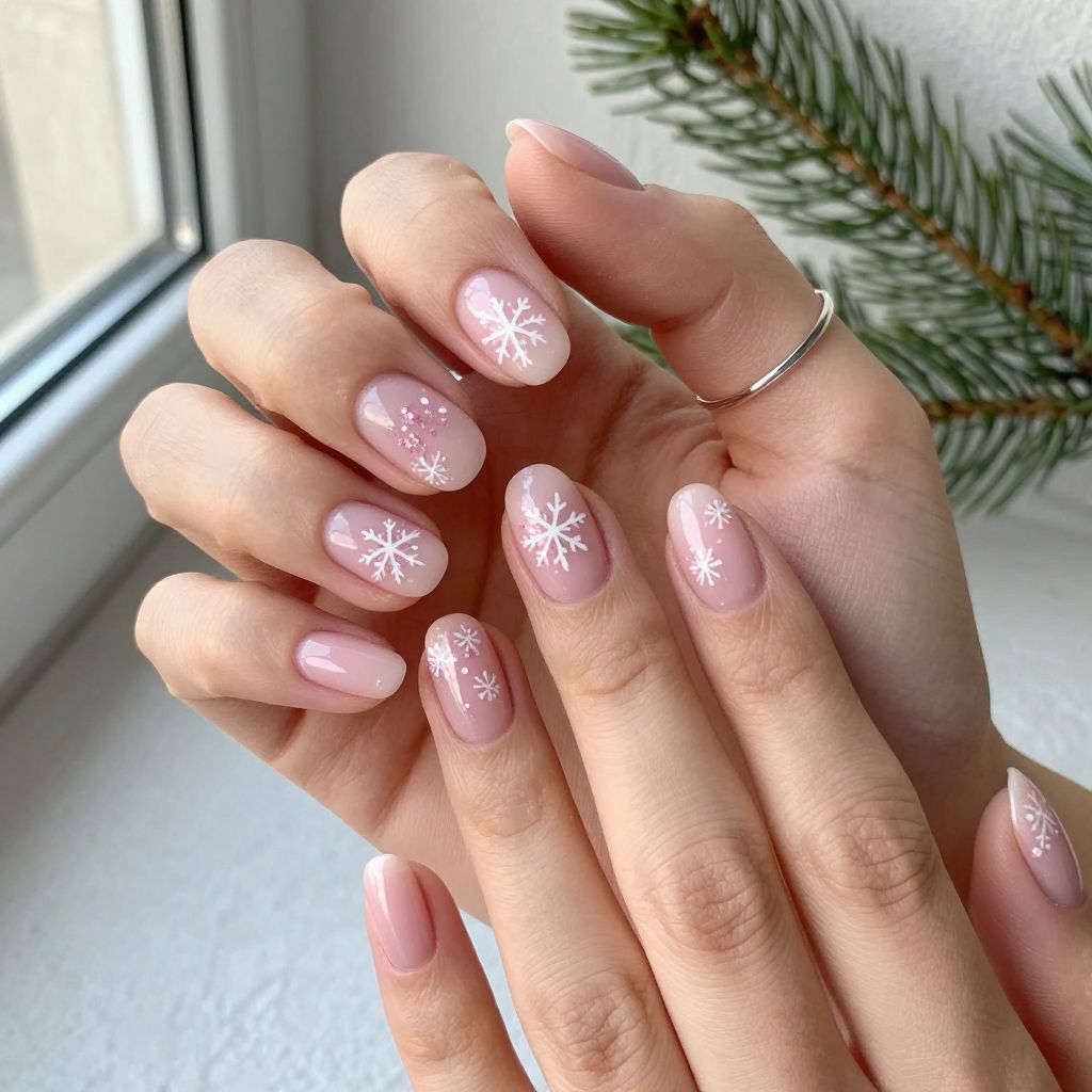 Soft Pink Glitter Snowflakes