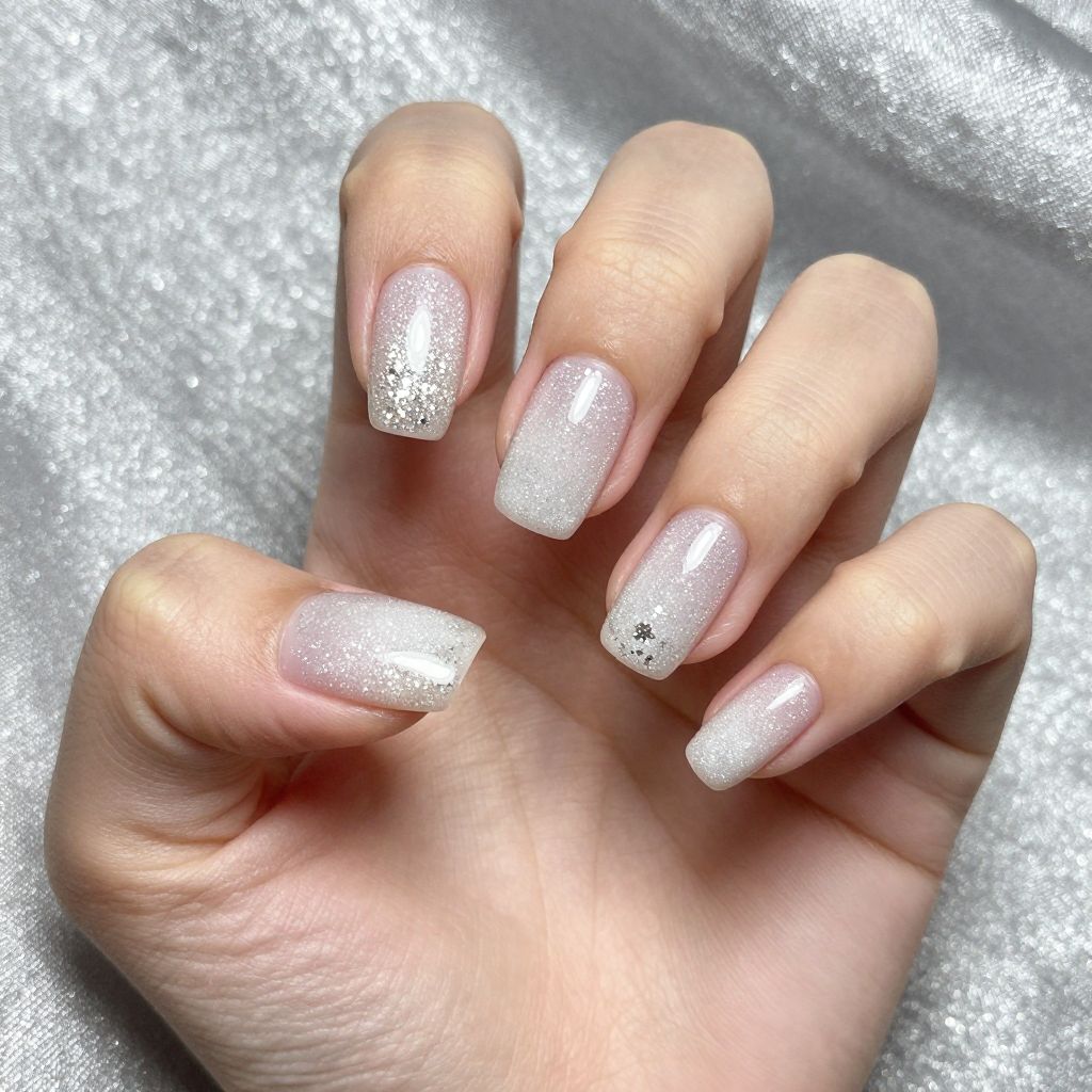 Glitter French nails idea 13