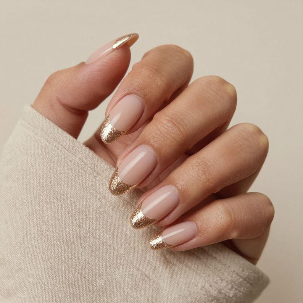 Glitter French nails idea 4