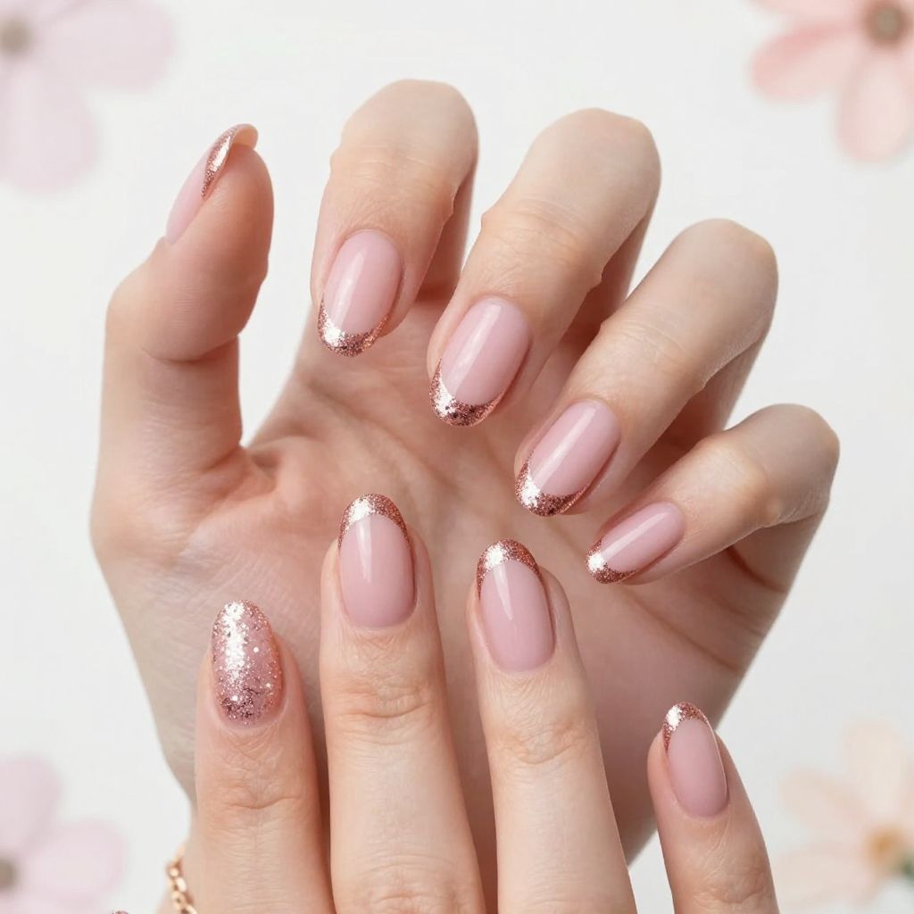 Glitter French nails idea 6