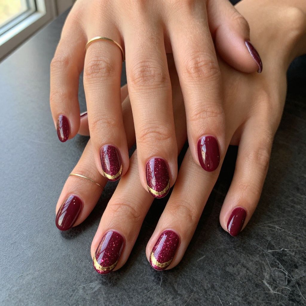 Burgundy Wine Glitter with Gold Accents