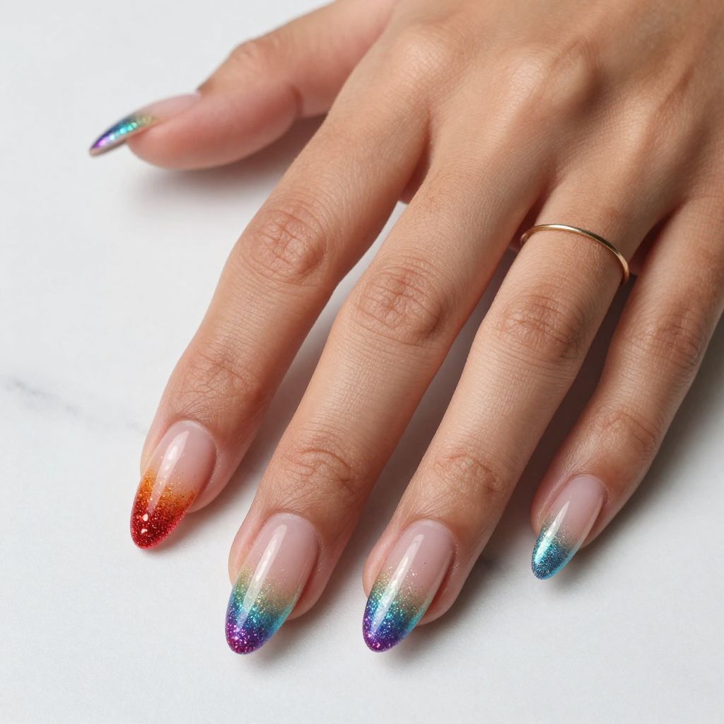 Rainbow Gradient Glitter Ombre