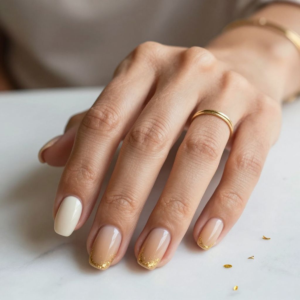 Nude Ombre with Gold Dust Glitter