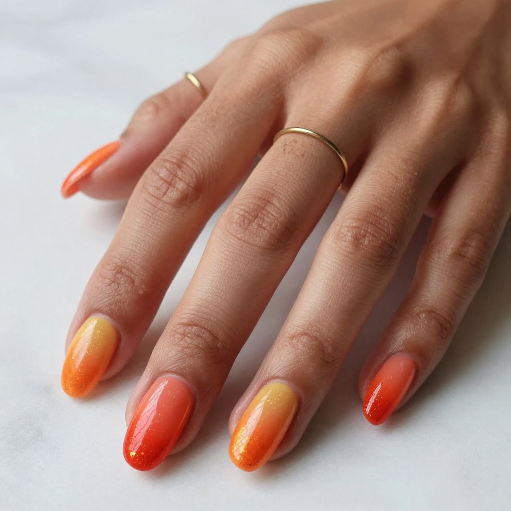 Glitter Gradient Sunset Nails