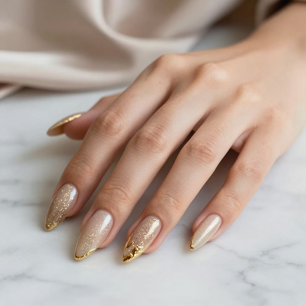 Glitter Nail Designs champagne shimmer nail idea 1
