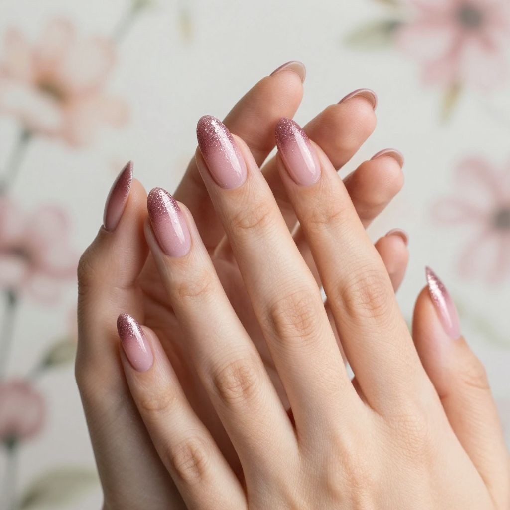 Glitter Nail Designs dusty rose glitter french ombre nail idea 13