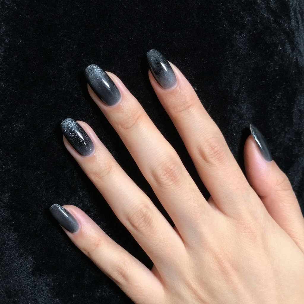 Glitter Nail Designs black glitter smokey eye nail idea 4