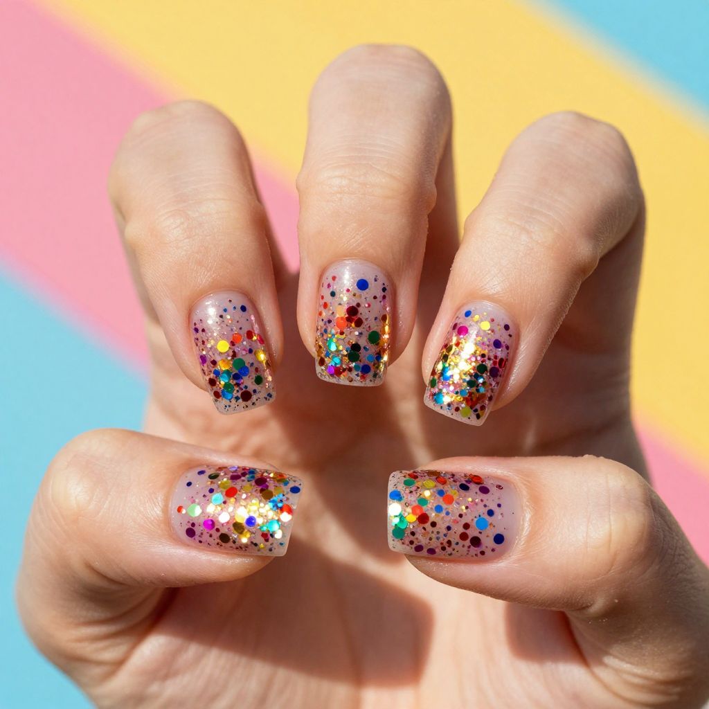 Glitter Nail Designs rainbow confetti glitter square nail idea 5