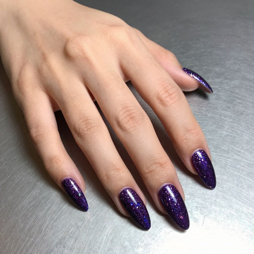 Glitter Nail Designs chrome glitter stiletto nail idea 9