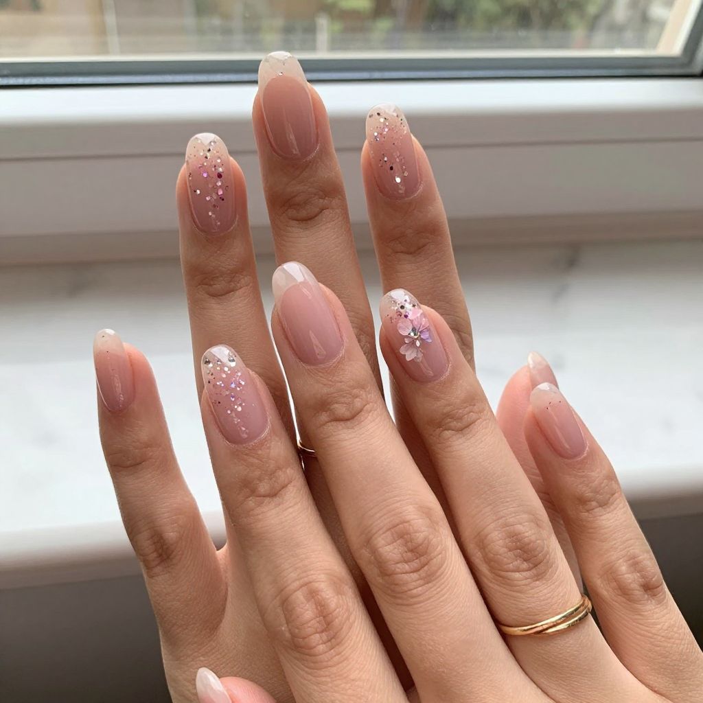 Clear Jelly Glitter Nails