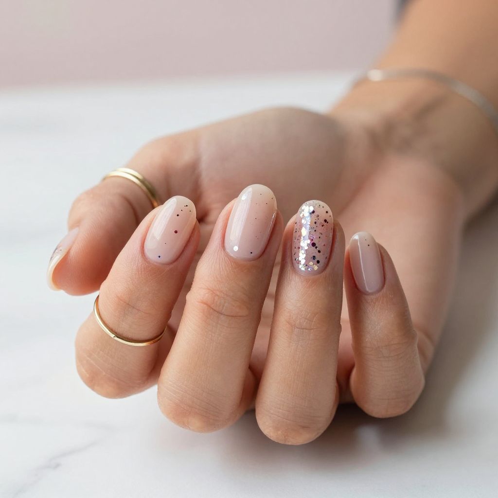 Rainbow Confetti Oval Nails