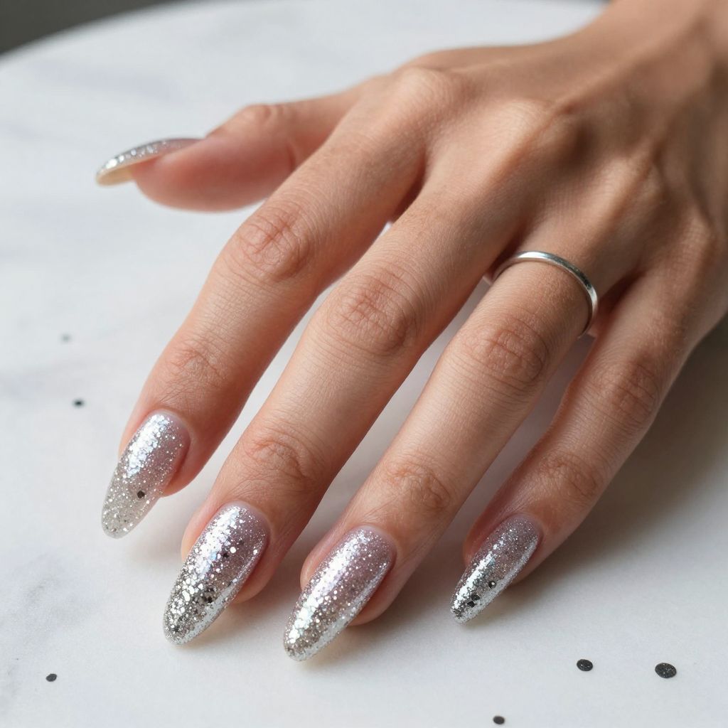 Glitter Gradient White to Silver