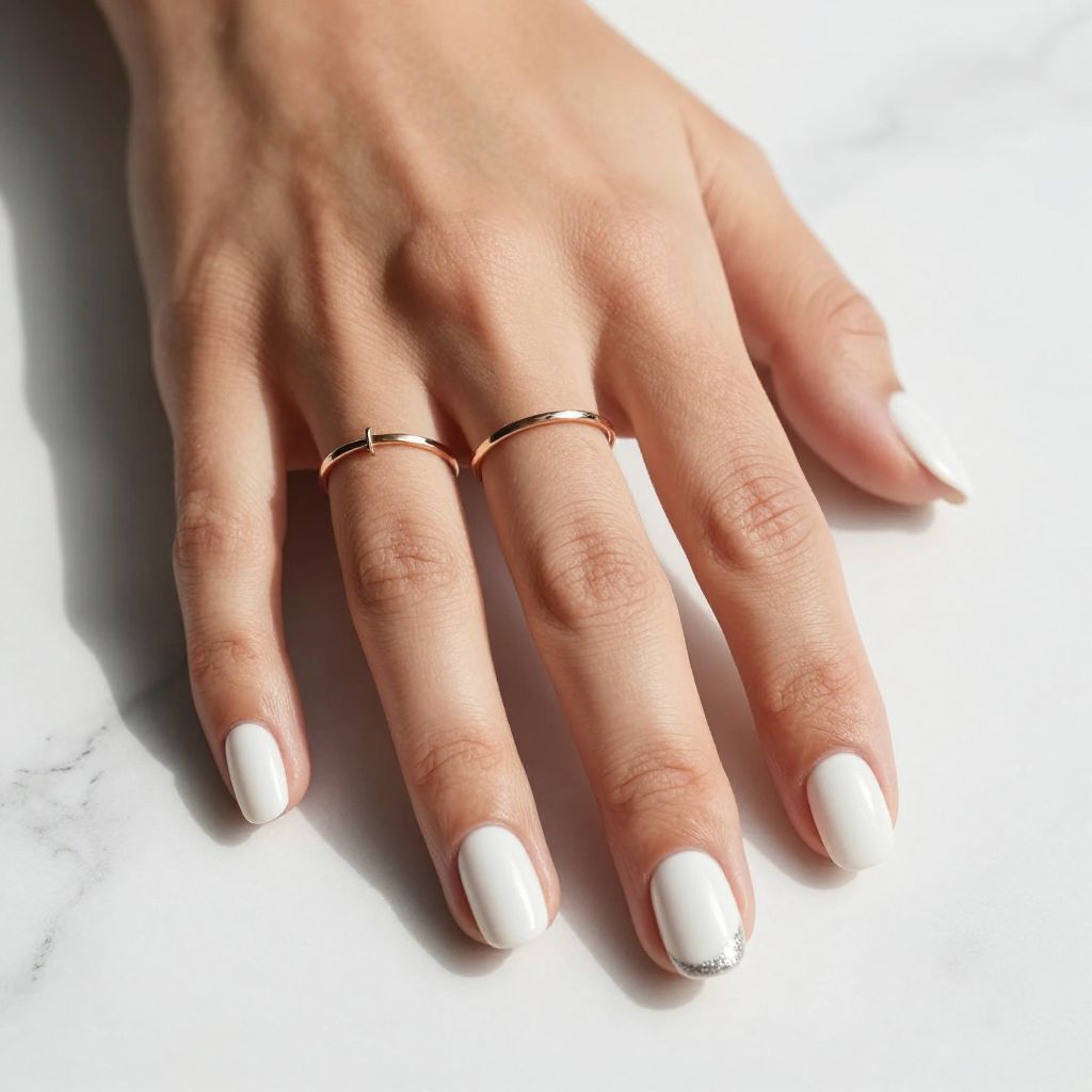 Minimalist White with Single Glitter Accent Stripe