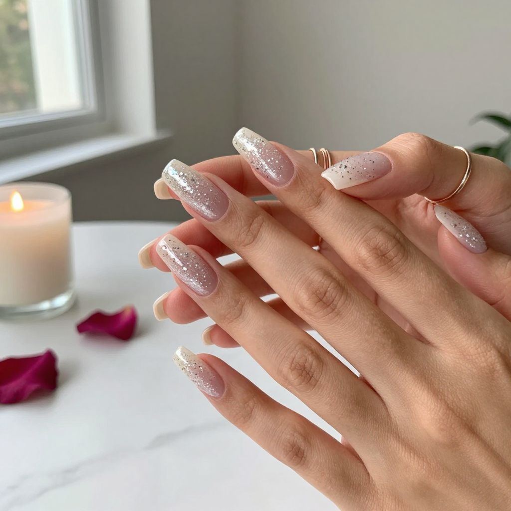 Encapsulated White Glitter Design