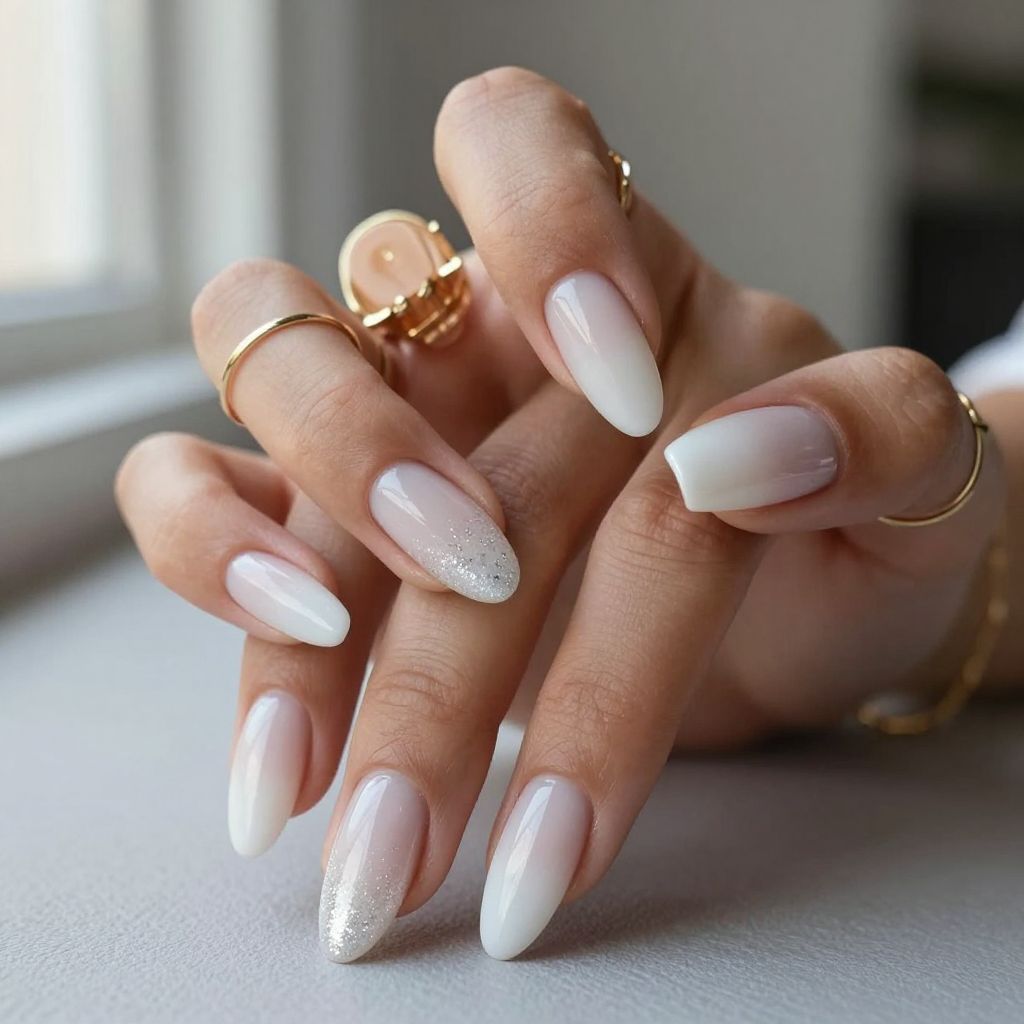 Ombre White to Glitter Gradient