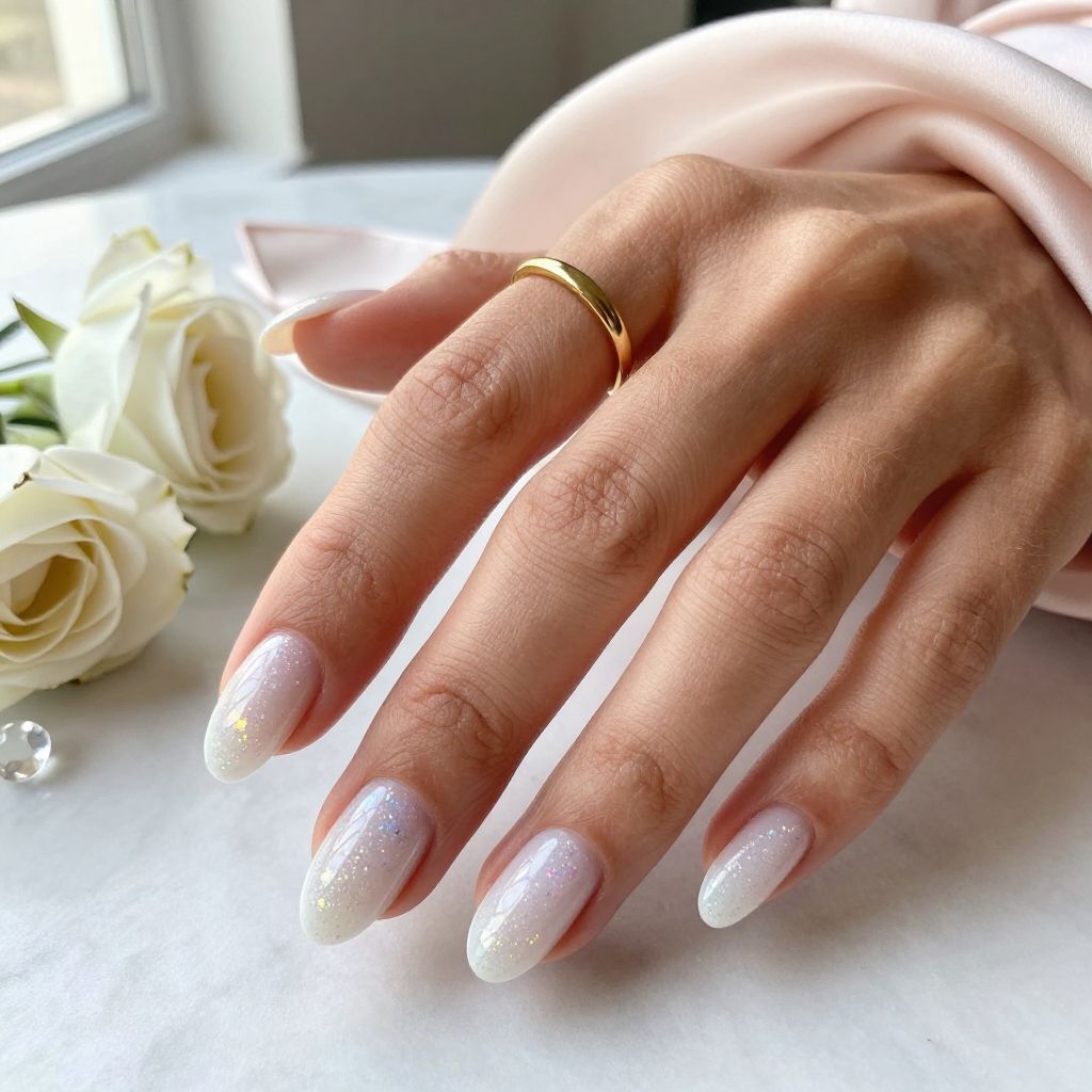 Sheer White with Scattered Holographic Glitter