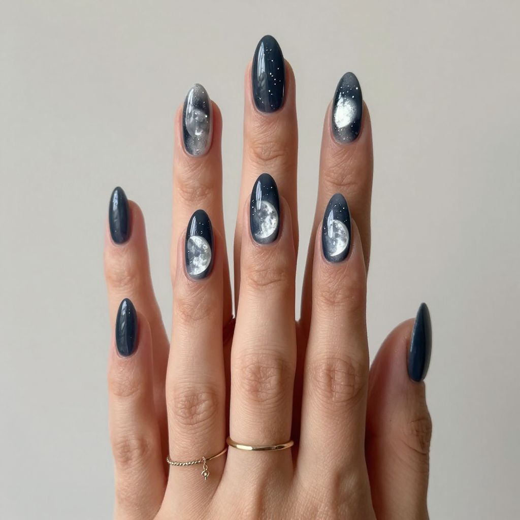 Moon Phase Glow Nails