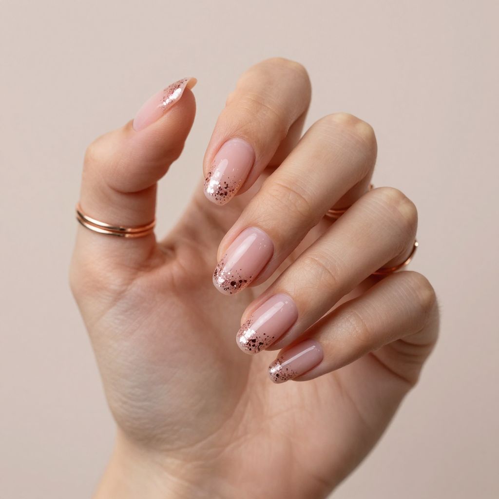 Rose Gold Confetti nail design