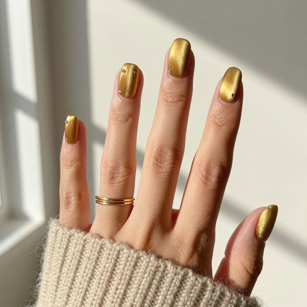 Velvet Matte Gold nail design