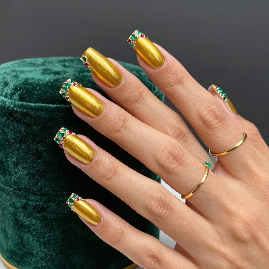 Royal Gem Accents nail design