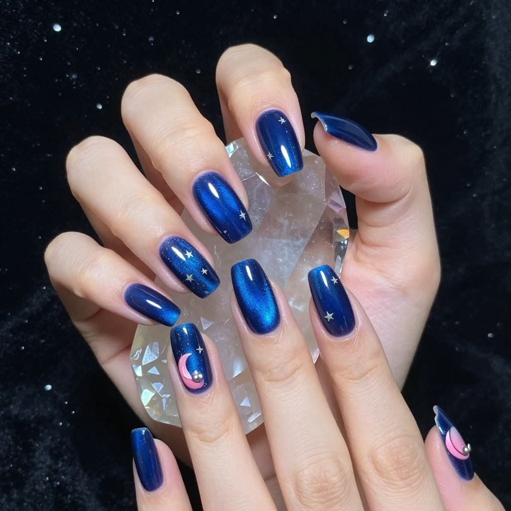 Cat eye galaxy goth nails