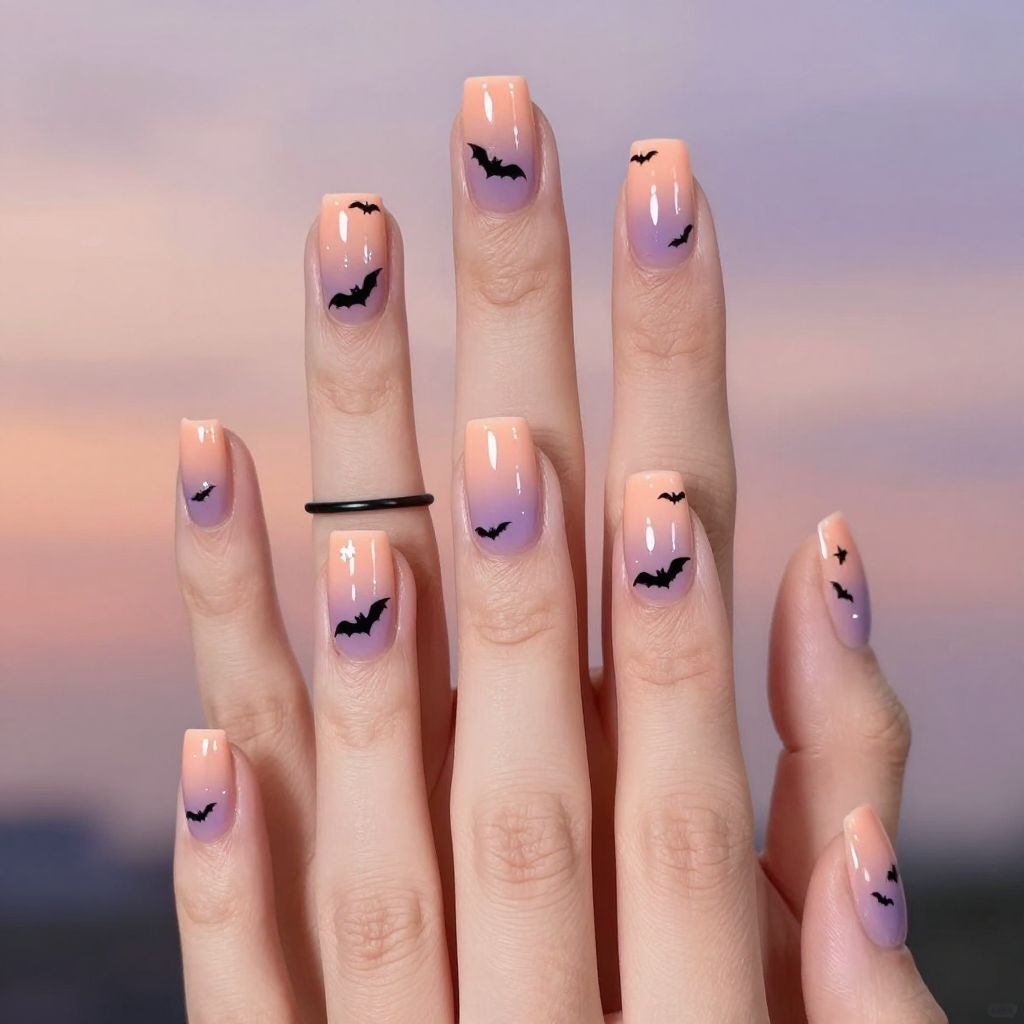 Bats at dusk goth nails
