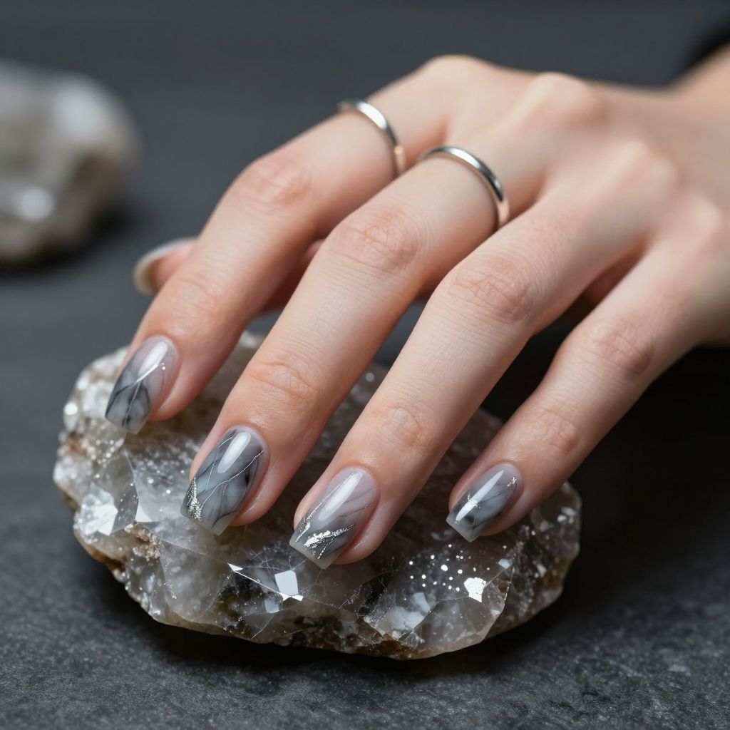 Smoky quartz square goth nails