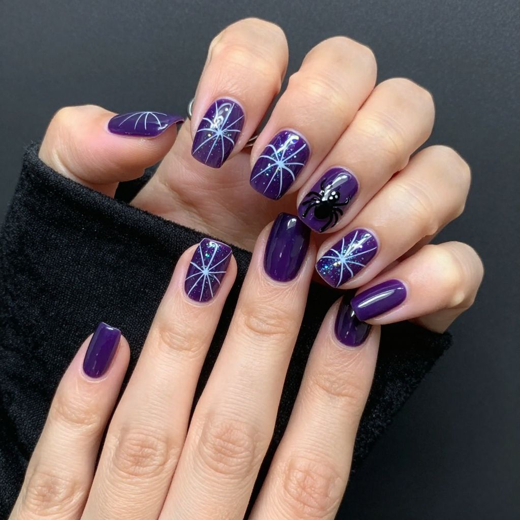 Spiderweb glitter flair goth nails