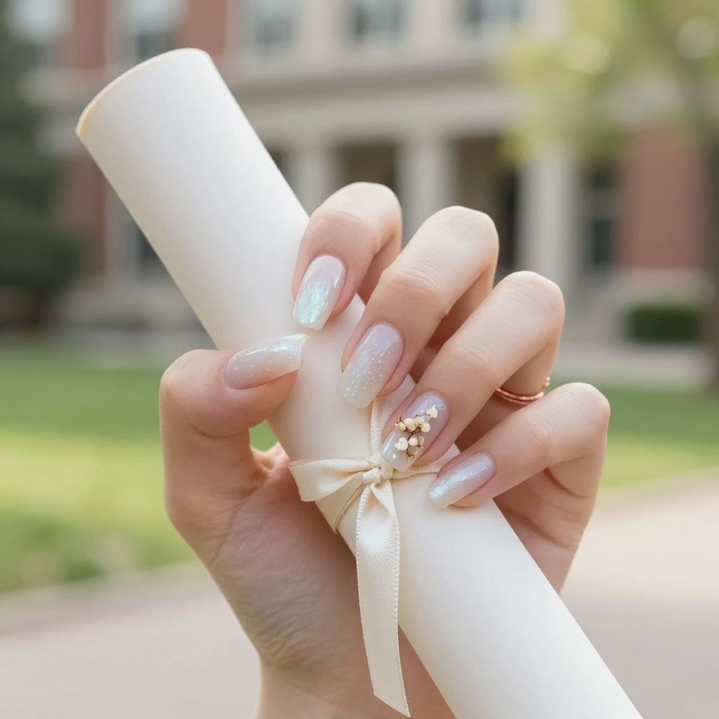 Soft Glitter Gradient Milk Bath graduation nails